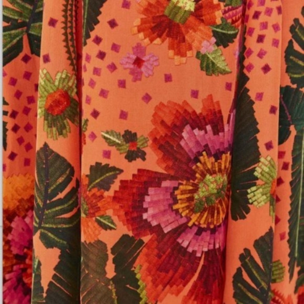 Farm Rio Orange Blooming Garden Maxi Dress Tropical Resort Vacation | Size XL - Picture 5 of 6